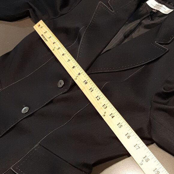 TAHARI  Arthur S. Levine sz 6 tailored, saddle stitched navy jacket - Picture 7 of 7